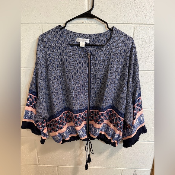 Christopher & Banks Jackets & Blazers - Christopher & Banks Navy and Light Blue Patterned Jacket size large